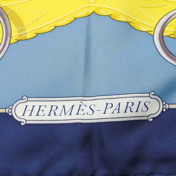 HERMES Blue Silk Scarf - Picture 5 of 11